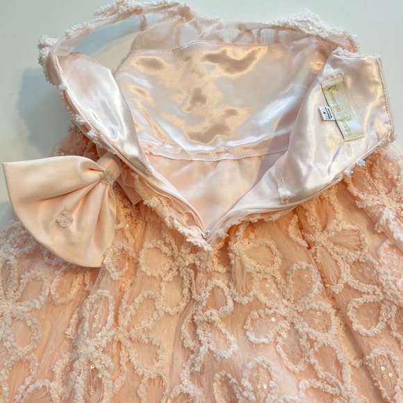 American Princess Pink Floral Pearl Rhinestone Waist Sleeveless Dress 4 Kids - Picture 9 of 14